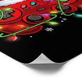 ゲーマークリスマスビデオゲームサンタハットライトゲーム ポスター (角)