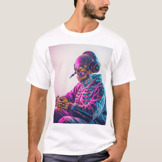 「ゲーマークールスケルトンTシャツ – ゲームおもしろいスカル Tシャツ
