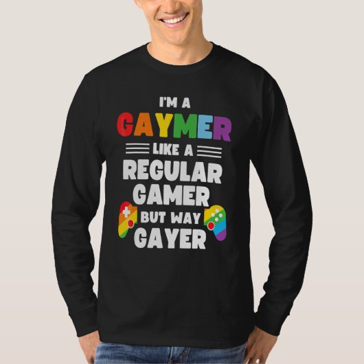 ゲーマーゲイゲーマーLgbtプライドレインボーコントローラーGa Tシャツ (正面)