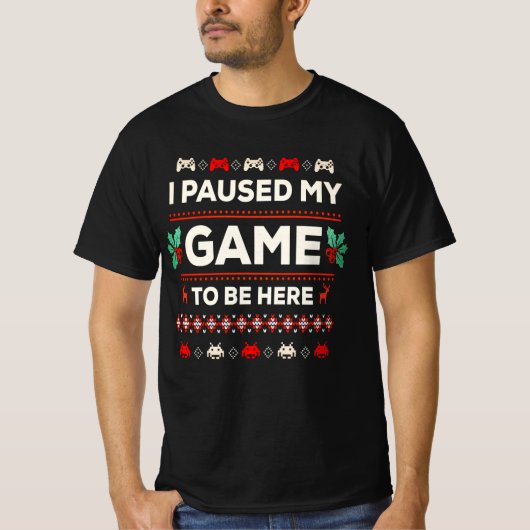 ゲーマーゲーミングクリスマスセーターギフトゲーム Tシャツ (正面)