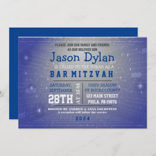 ゲーマーゲーミングデジタルバー（ユダヤ教の）バル・ミツバー招待状 招待状 (正面/裏面)