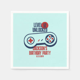 ゲーマーゲーミングレベルのロック解除されたビデオゲーム誕生日 スタンダードカクテルナプキン