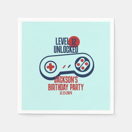 ゲーマーゲーミングレベルのロック解除されたビデオゲーム誕生日 スタンダードカクテルナプキン (正面)