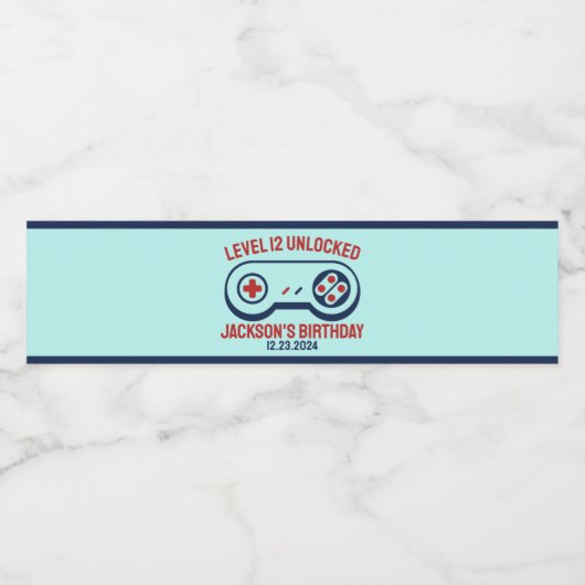 ゲーマーゲーミングレベルのロック解除されたビデオゲーム誕生日 ペットボトルラベル (シングルラベル)