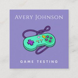 ゲーマーゲームテスターモダングリーンジョイスティックレトロギーク スクエア名刺
