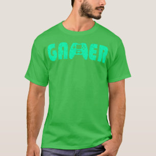 ゲーマーゲームパッドネオングリーン Tシャツ