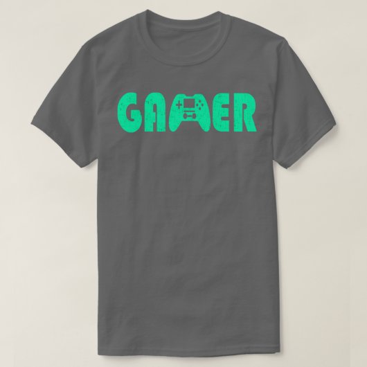 ゲーマーゲームパッドネオングリーン Tシャツ (デザイン正面)