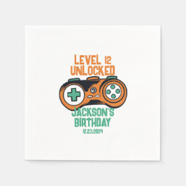 ゲーマーゲームレベルのロック解除された少年の誕生日パーティー スタンダードカクテルナプキン
