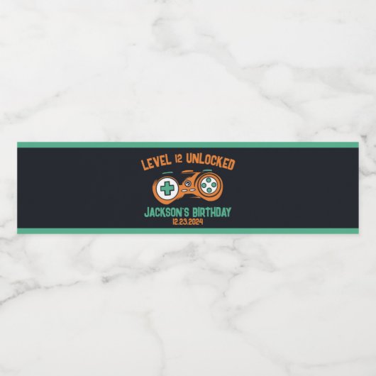 ゲーマーゲームレベルのロック解除された少年の誕生日パーティー ペットボトルラベル (シングルラベル)