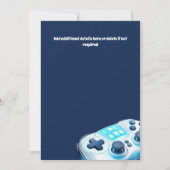 ゲーマーコンソールのネオンライト少年ゲームパーティー 招待状 (裏面)