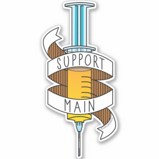 ゲーマーサポートメイン黄色の漫画のシリンジ シール (正面)