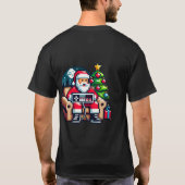 ゲーマーサンタレトロピクセルアートクリスマス Tシャツ (裏面)