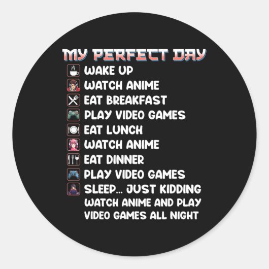 ゲーマーシャツMy Perfect Day Watchアニメビデ遊オ ラウンドシール (正面)