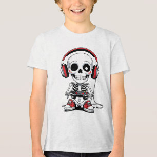 ゲーマースケルトン – 面白いハロウィーンゲーム トライブレンドTシャツ