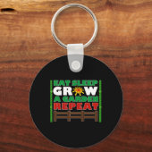 ゲーマースタイルで庭を育てよう Eat Sleep Grow A Garden Repeat 1 キーホルダー (正面)