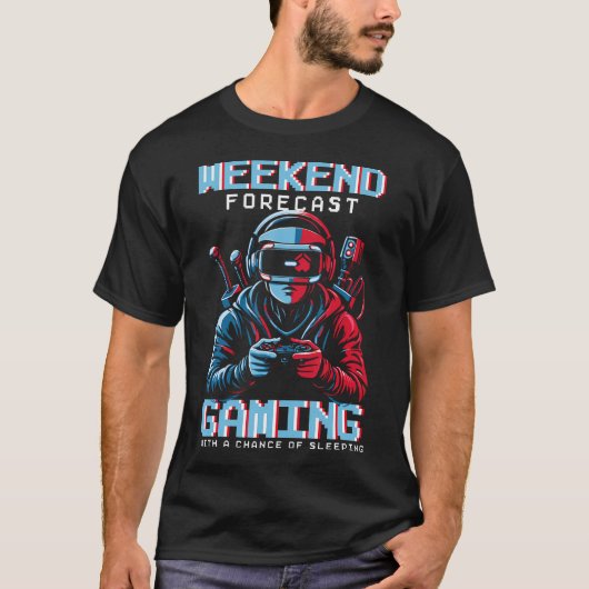 ゲーマーズ・ウィークエンド予報: スリープチャンス入りゲーミング Tシャツ (正面)