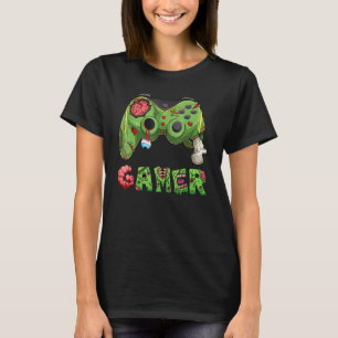ゲーマーゾンビビデオゲームプレーヤーコントローラー半身 Tシャツ