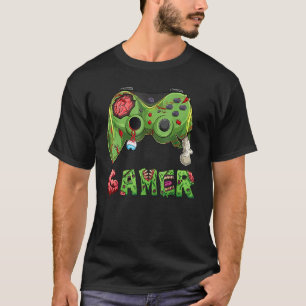 ゲーマーゾンビビデオゲームプレーヤーコントローラー半身 Tシャツ