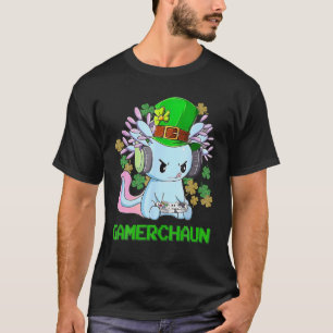 ゲーマーチャウンアクソロトルビデオゲームコントローラーセントパトリ Tシャツ