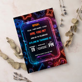 ゲーマーネオンバースデーパーティーデジタル招待状 招待状