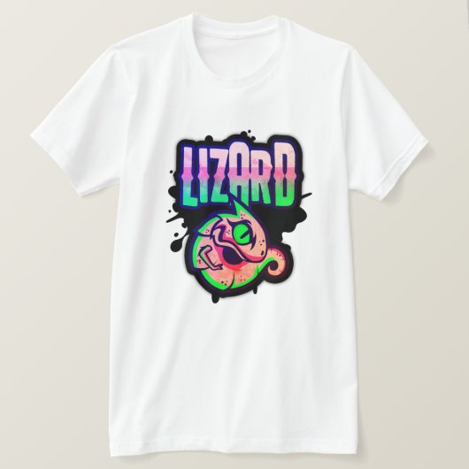 ゲーマーネオンライムリザードスプラッシュ Tシャツ (デザイン正面)