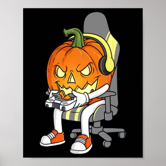 ゲーマーハロウィーンジャックランタンホラー少年の子供 ポスター (正面)