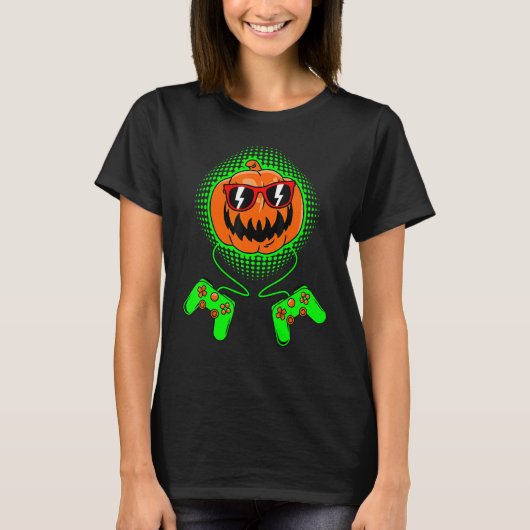 ゲーマーハロウィーンジャックランタンホラー少年の子供 Tシャツ (正面)