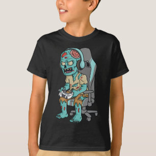 ゲーマーハロウィーンゾンビ怖いゲーミングボーイズキッズ10代の Tシャツ
