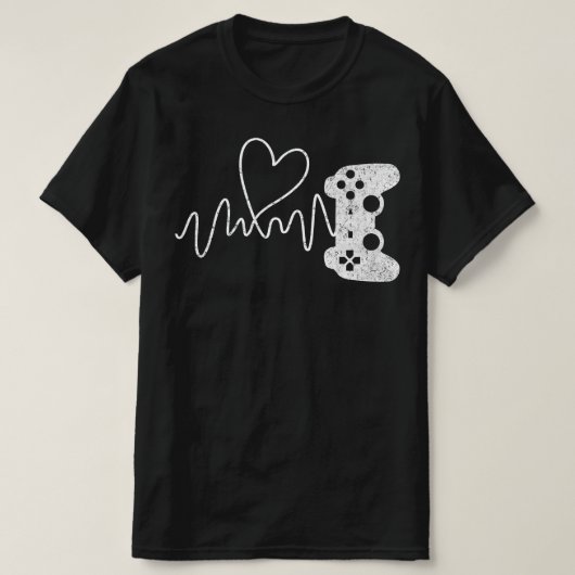 ゲーマーハートビートビデオゲーム Tシャツ (デザイン正面)