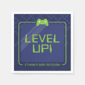 ゲーマーバー(ユダヤ教の)バル・ミツバークールネイビーモダンネオングリーン スタンダードカクテルナプキン (正面)