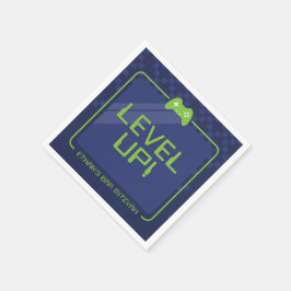 ゲーマーバー(ユダヤ教の)バル・ミツバークールネイビーモダンネオングリーン スタンダードカクテルナプキン