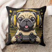 ゲーマーパグゲームPUGSビデオゲームギフト クッション (ブランケット)
