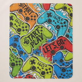 ゲーマーパターンのシャギーブランケット シェルパブランケット