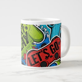 ゲーマーパターンのジャンボマグカップ ジャンボコーヒーマグカップ