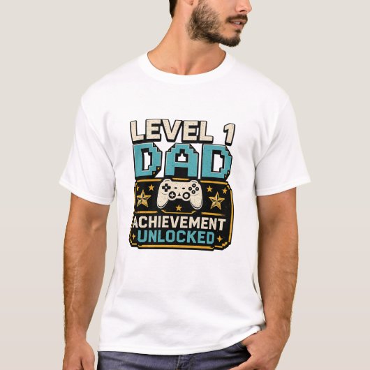 ゲーマーパパ 実績解除 レベル1 パパ Tシャツ (正面)