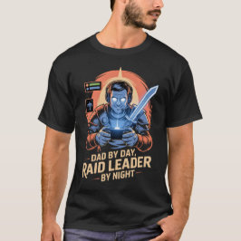 ゲーマーパパTシャツ　昼はパパ、夜はレイドリーダー Tシャツ