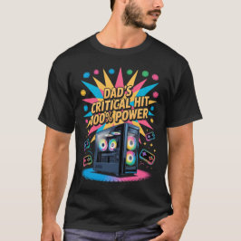 ゲーマーパパTシャツ 父のクリティカルヒット 100% パワー Tシャツ