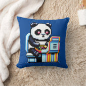 ゲーマーパンダ – かわいいピクセルアートアーケードデザイン クッション (ブランケット)