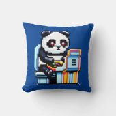 ゲーマーパンダ – かわいいピクセルアートアーケードデザイン クッション (正面)