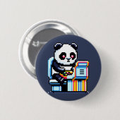 ゲーマーパンダ – かわいいピクセルアートアーケードデザイン 缶バッジ (正面&裏面)