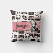 ゲーマーパーソナライズされたガール |ゲーム クッション (正面)