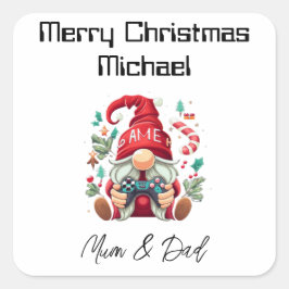 ゲーマーパーソナライズされたクリスマスカード スクエアシール