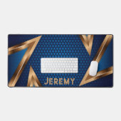 ゲーマーパーソナライズされたズブルー銅抽象芸術 デスクマット (キーボード&マウス)