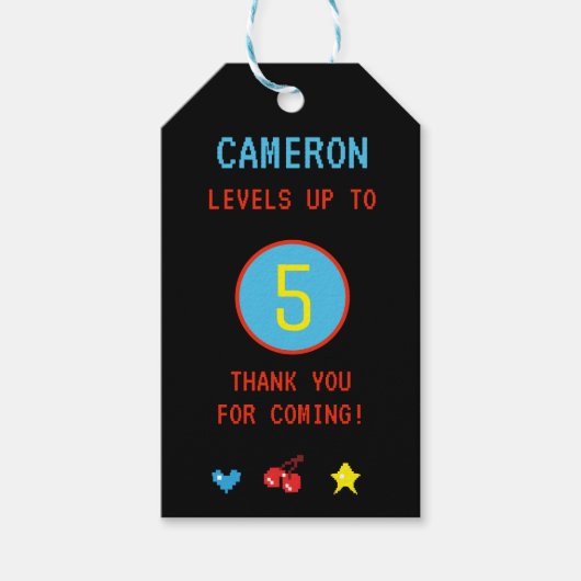 ゲーマーパーソナライズされた5th誕生日ありがとう ギフトタグ (正面)