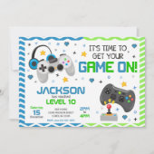ゲーマーパーティーのビデオゲームの誕生日招待状 招待状 (正面)
