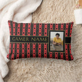 ゲーマーパーティー名&フォトレッド/ブラックランバーピロー ランバークッション (ブランケット)