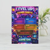 ゲーマーパーティー招待状｜ビデオゲーム 誕生日 招待状 (スタンド正面)