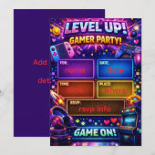 ゲーマーパーティー招待状｜ビデオゲーム 誕生日 招待状 (正面/裏面)