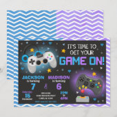 ゲーマーパーティー用合同ビデオゲーム誕生日招待状 招待状 (正面/裏面)