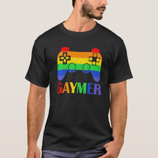 ゲーマービデオゲームコントローラゲームLGBTQゲイプライド Tシャツ (正面)